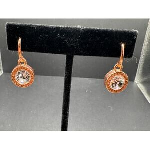 MICHAEL KORS Crystal Statement Drop Dangle Earrings Rose Gold Tone
